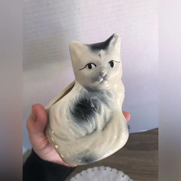 Vtg Ceramic Cat Planter - Picture 12 of 13